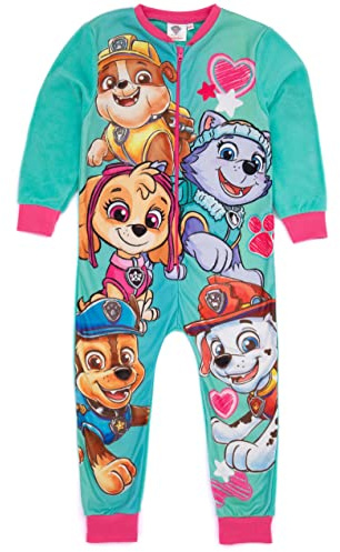 Paw Patrol Girls Onesie in Blue | Kids All In One Fleece Pyjama Loungewear | Chase Skye Rubble Marshall Everest Cosy PJs Sleepsuit Nightwear | Pajama Bodysuit Romper Merchandise Gift for Children