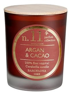 Lamare - Duftkerze Numbers - 100% pflanzliche Kerze - Glasschale und Holzdeckel - CERABELLA (Argan & Cacao, 7,5X10 CM)