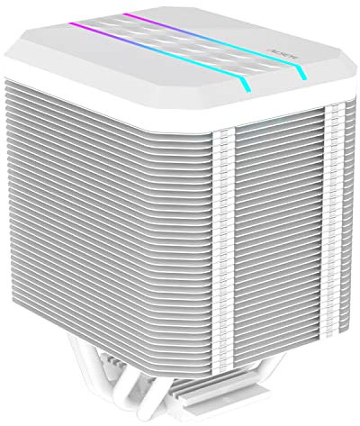 ALSEYE M90 CPU Cooler, Special Hidden Fan Designed Dual-tower CPU Air Cooler with ARGB Light Effect Cover for Small Size Chassis, Compatible with Intel LGA 115X/1200/1366/2011 (White)