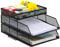 EasyPAG 3 Stück A4 Stapelbar Metall Büro Schreibtisch Organizer Dokumentenhalter Aktenablage Zeitschriftenhalter Briefablage Papier Magazin Organisator,Schwarz
