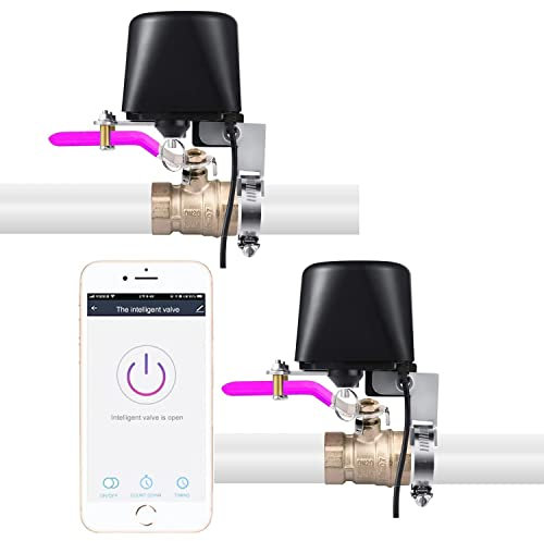 Válvula de agua Zigbee, válvula de agua inteligente Tuya, cierre automático de válvula de bola, temporizador de riego, controlador de aspersor, compatible con Alexa y Google Assistant(pack doble)