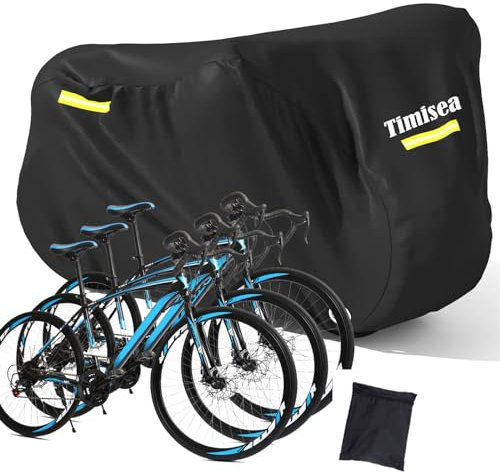 MOZMY Fahrradabdeckung Wasserdicht, Fahrrad Abdeckplane für 1 2 3 Fahrräder, Fahrrad Abdeckung 210*112*112cm, Fahrradgarage Schutzhülle Wetterfest Outdoor Fahrradschutzhülle Schlosslöcher
