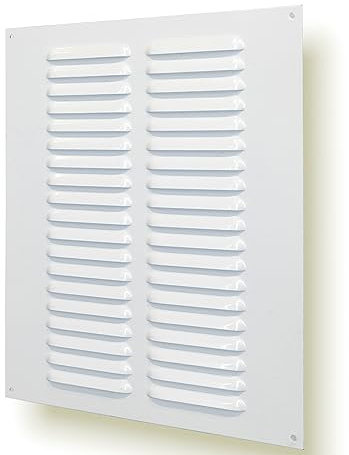 25x25cm Rejilla de ventilación metálica con mosquitera, ventilación y extracción de aire (25 x 25cm, Blanco)