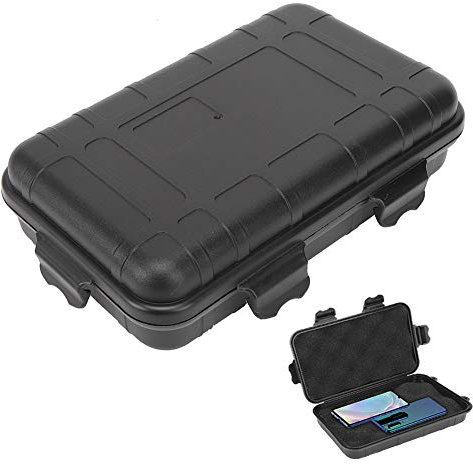 WERTSW Wasserdichte Box, Hartschalenkoffer, Aufbewahrungsbox, Kompakt, Stoßfest, Wasserdicht, Dichtungsbox, Aufbewahrungskoffer, Werkzeugbehälter für EDC-Werkzeug, Handy, 20 x 11,5 x 5,4 cm, Schwarz