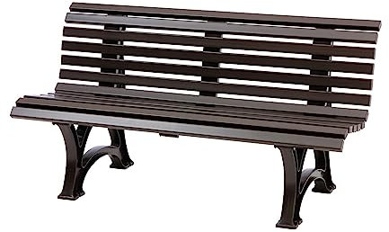 PROREGAL Gartenbank Jamaika | 3-Sitzer | Braun | HxBxT 80x150x64cm | Witterungs- & UV-beständiger Kunststoff | Parkbank Sitzbank Außenbereich Garten Balkon Terrasse