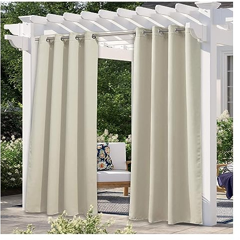 EVURU Rideau Extérieur Imperméable Coupe Vent Protection UV Rideau pour Facade Avant Pergola Cabana Rideaux D'extérieur pour Jardin Patio Porte Coulissante Tonnelle Vert 2 Pièce,182 * 213cm（W*H）