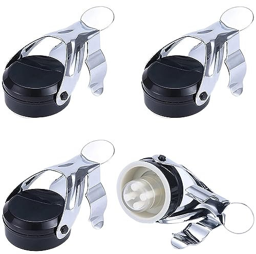 Cisixin 4 Stück Flaschenverschlüsse mit Hebel, Edelstahl Champagner Verschluss, Universal Flaschenverschluß, Champagner Stopper Weinverschluss Vakuum für Die Weinsammlung, Champagner, Sekt