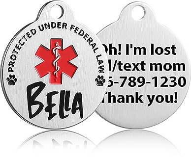 Placas de identificación personalizadas para animales de apoyo emocional (ESA) y perros y gatos de servicio (M (8-25kg), nombre personalizado)