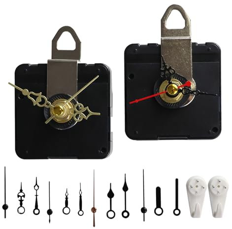 ZCYKJ 2 Pack Non Ticking Wall Miniature Clock Movements Mechanism with 5 Pairs of Short Hand Motor Kit Battery Operated DIY Repair Parts Replacement, 5/32 In Max Dial Thick, 1/2 In Shaft Length