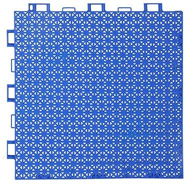 XLIHAWY Deckbodenfliesen, rutschfest Mit Ablauflöchern Kunststoffmatten, Modulares Stellwerk Für Den Außenbereich Mehrzweck-Terrassenfliese (Farbe : Blau, Größe : 4pcs)