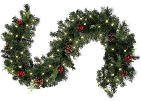 Ghirlanda illuminata ghirlanda natalizia con luci da 6 piedi ghirlanda di natale rattan artificiale per scale camino Natale ghirlanda decorazioni ghirlanda natalizia per la festa di Natale interva