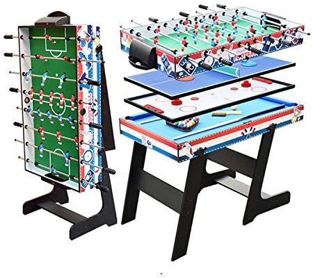 4Ft 4-in-1-Multisport-Spieltisch – Tischfußball, Billardtisch, Tischtennisplatte, robuste Indoor-Familienspiele, Sportspiele, lustige Geschenke