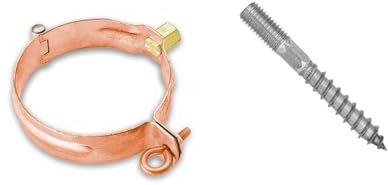 Rohrschelle 80mm für Dachrinnenfallrohre kupfer mit Gewindemuffe + Stockschraube