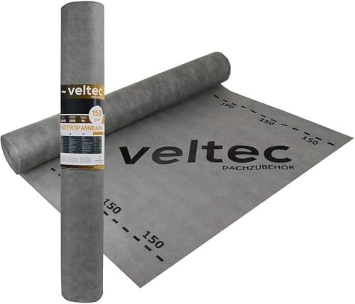 Dachunterspannbahn, Dachfolie, Unterdeckbahn, Dampfsperre, Unterspannbahn 1,5m x 10m,25m,50m Unterdeckbahn VELTEC 150 g/m² Rolle 75m² Dach… (75m² (50m x 1,5m))