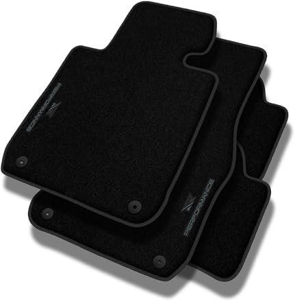 PERFORMANCE Personalisierte Velours Fußmatten Auto passend für BMW 3er E91 2004-2011 - Premium, Perforiert, grau schwarz -Präzise CNC-Stickerei, Design-Lochpaspel, Auto Fußmatten - Perfekt für Autofah