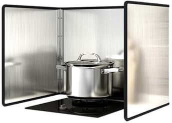 Spritzschutz Faltbar Herd, Küchen-Spritzplatte, Spritzschutz für Pfannen, Platzsparender klappbarer Fettspritzschutz , Displayschutzfolie Aus Edelstahl für Kochen Braten Herd Spüle(Size:30*40*40cm)