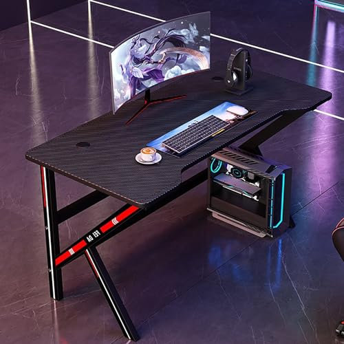 ZXTRYBHD Bureau Gaming, Table PC, Gaming Desk, Très Grand Bureau D'ordinateur Ergonomique Moderne en Fibre de Carbone Noir, Poste de Travail pour Joueur (Size : 80cm/31.4in)