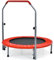 COSTWAY φ101cm Mini Trampolin, Fitness Trampolin faltbar, Kindertrampolin mit höhenverstellbarm Haltegriff, Gartentrampolin bis 150kg belastbar für Erwachsene und Kinder (Rot)