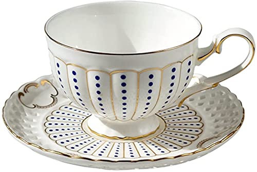 YIHANSS Leichtes Luxus-Kaffeetassen- und Untertassen-Set aus Knochenporzellan mit Henkel, Milchbecher, Trinkbecher, Teetasse, 8,11 Unzen/240 ml (Farbe: B)