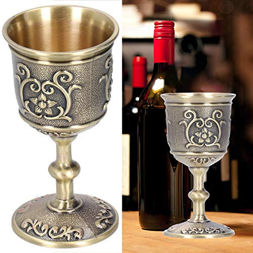 EIMSOAH Vintage Goblet Bronze Wine Cup, Bronze Vintage Goblet, Embossed Bronze Cup, Vintage European Royal Chalice Whiskey Drink Cup, for Drinking Milk, Wine, Ornaments (L 9.2 x 4.8 x 4.8cm)
