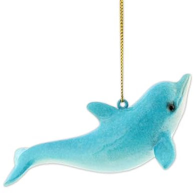 The Bridge Collection 11,4 cm schöner blauer Delfin-Meerestier Weihnachtsschmuck – Küstenblaue Weihnachten am Strand Delphin Ornament