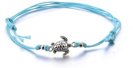 Generisch aninu Armband mit Schildkröte & GPS Live Tracking – Turtles Fußkettchen für Damen, Partner Armbänder für Frauen, Mädchen & Kinder, Surfer Freundschaftsarmbänder, Boho (Sand)