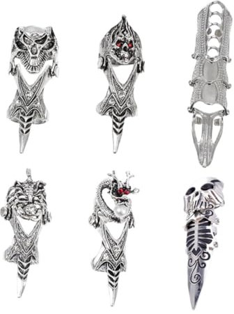 Holibanna 6 Pièces Bague Pliable Bagues Complètes Bagues De Fête Bagues À La Mode Bague Pour Hommes Bagues Pour Hommes Rock Bague Articulée Bague Rétro Vintage Bagues De Style Punk Bagues