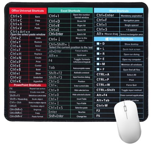 Dimeho Excel Shortcuts Mousepad Non-Slip Pro Mouse Mat Rubber Base Extended Office Desk Mat Washable Cloth Keyboard Mats Desk Accessories for Office Home Employee Appreciation Gifts