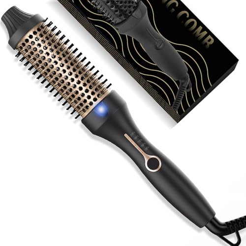 Thermal Brush Thermobürste 38 mm, RundbürsteLCD-Anzeige 120 – 200 °C, Heated Round Brush, Erhöht das Volumen der Haare, lockere Locken, glattes Haar, doppelte Spannung, leichte und kompakte Größ