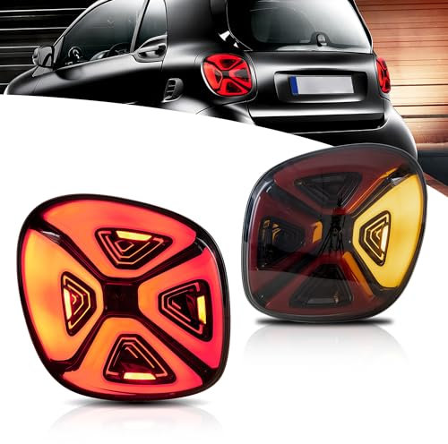 VLAND Rückleuchten kompatibel für Smart 453 fortwo forfour MkIII 2014-2021, Mit E-Prüfzeichen, 1 Satz (Schwarz)