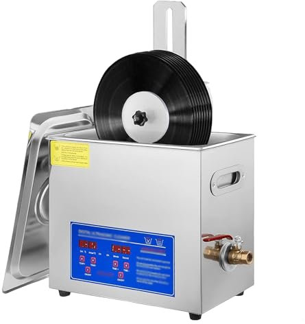 DOJOEUU Nettoyeur à ultrasons pour disques vinyles, Nettoyeur à ultrasons Commercial de 6,5 L, minuterie de 0 à 30 Minutes, Nettoyeur à ultrasons en Acier Inoxydable, Nettoyeur à ultrasons Portable