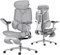 Hbada E3 Pro Ergonomischer Bürostuhl mit 3-Zonen dynamischer Lendenwirbelstütze, 4D verstellbare Kopfstütze, 6D-Armlehnen verstellbar, Schreibtischstuhl mit Fußstütze, Grau