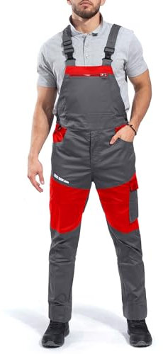Eos Salopette da Lavoro Uomo Elasticizzati - Salopette da Lavoro Uomo Stretch con Spandex Rosso 54