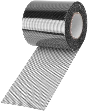 Mesh Bildschirm Reparaturband, 80mm x 9,15m Reparaturband für Fenstergitter | Moskitonetz für Fenster 1-Rolle Transparentes Selbstklebendes Mesh Screen Repair Patch, für Zelte, Camping (Schwarz)