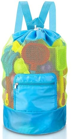 Riutilizzabile Borsa Porta Giochi Spiaggia Pieghevole, Borsa Porta Giochi Spiaggia Grande e Pieghevole, Per Vacanze in famiglia, Viaggi, Nuoto, Giocattoli, con Coulisse (Blu)