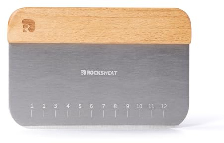ROCKSHEAT Bench Scraper & Chopper, Stainless Steel Dough Cutter with Wooden Handle, Thick Sharp Blades Pizza Bread Cutter, Multipurpose Kitchen Tool for Baking Cooking