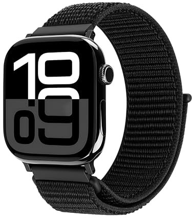 Correa Deportiva Nylon Compatible con Correa Apple Watch Ultra 49mm 46mm 45mm, Correa Repuesto Ajustable para iWatch Ultra 2 Series 10 9 8 7 SE (Negro, 44/45/46/49/42mm(Series 3 2 1))