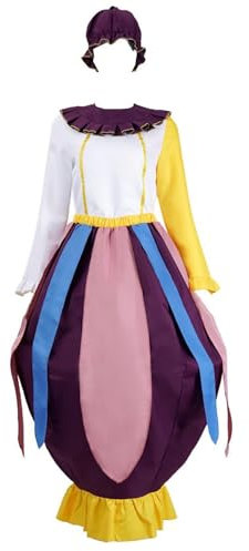 Bauxhie Women's Mrs Potts Costume Mrs Potts Teapot Cosplay Outfits with Hat Full Set for Halloween (Yellow, XS)