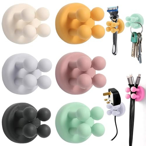 Lot de 6 porte-brosses à dents en silicone de couleur aléatoire - Sans perçage - Crochet multifonction étanche - Peu encombrant - Pour salle de bain, cuisine, salon