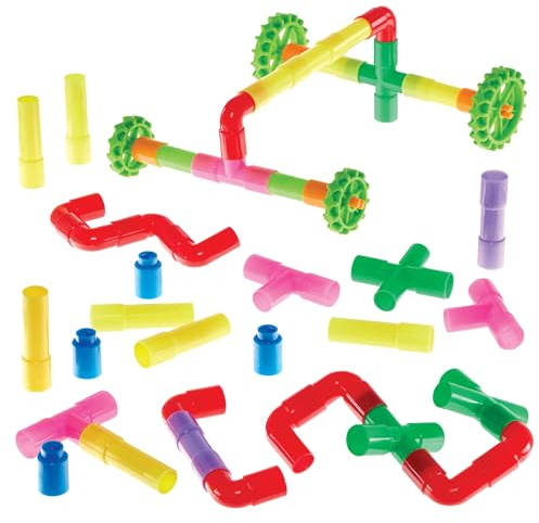 Baker Ross FN482 Building Construction Tubes - Pack of 48, Educational Building Blocks and Learning Tools for Kids
