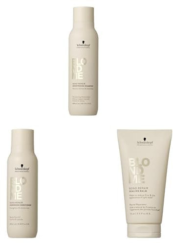 Schwarzkopf Professional BLONDME Bond Repair Nourishing Shampoo 300ml + Conditioner 250ml + Balm 75ml
