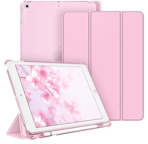 FINTIE Custodia per iPad 10.2 Pollici 9a / 8a / 7a Generazione (2021 2020 2019) con Built-in Pencil Holder - Sottile Leggero Semi-Trasparente Cover Case con Auto Sveglia/Sonno, Pink