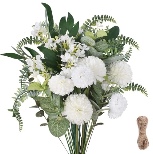 Rylae 55 künstliche Blumen und Zweige, doppelköpfige Chrysanthemen, Hortensiensträuße, Realistisch und Natürlich, Geeignet für Selbstgemachte Sträuße, Brautsträuße und Hochzeitsdekorationen
