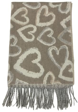 Walniverse Schal Damen Winter XXL mit Herz-Motiv, Warmer Winterschal mit Feinem Glitzer, 200x65 cm, Viskose Tuch Für Alltag & Büro, Weihnachtsgeschenke