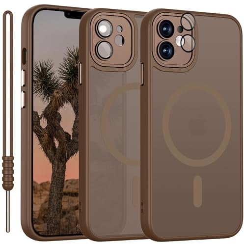 YUANDMI für iPhone 11 Hülle kompatibel mit MagSafe Dunkel Braun | Handyhülle für iPhone 11 Magnetisch Matte Touch Kameraschutz, rutschfest Kratzfest Schutz Stoßfest