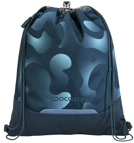 Coocazoo Turnbeutel „Aqua Flow”, blau, mit Reißverschlussfach und Kordelzug, reflektierende Elemente, Schnalle zur Befestigung am Schulrucksack, 10 Liter, ab der 3. Klasse