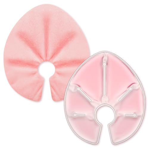 Beugo 3-in-1 Kühlpads Brust Stillen, Kalt Warm Kompresse Brust | Stilleinlagen Waschbar Kühlpads und Wärmekissen für Brusttherapie (2 Stück, Rosa)