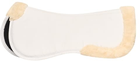 Imperial Riding Sattelunterlage IRH Suede Fur, stoßdämpfendes Half Pad mit Kunstfellrand, Weiß, Full
