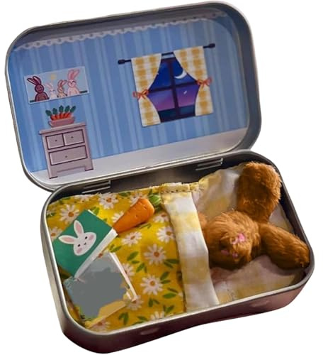 RUITOTP Mini Bunny Plüschtier Ostergeschenk in Box, Easter Stuffer & Little Pocket Geschenke, Sammlerstück Hasen Kuscheltiere Set für Kinder zu Ostern