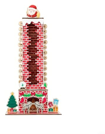 SMZhomeone Calendario de Adviento de madera con diseño de Papá Noel, 45 cm, multicolor, decoración festiva para Navidad, cuenta regresiva en casa, oficina o espacios comerciales